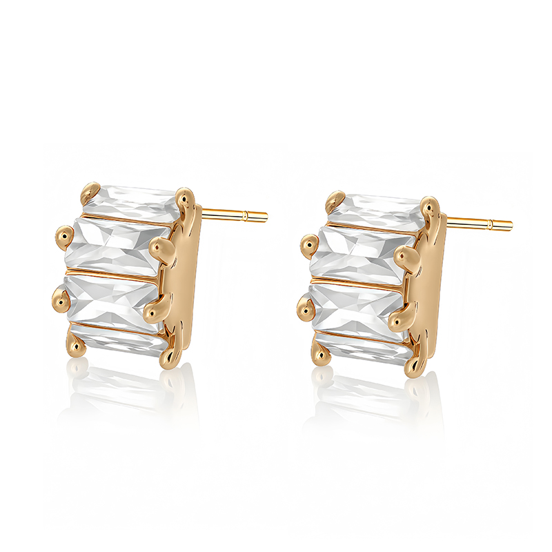 Stacked Baguette Stud